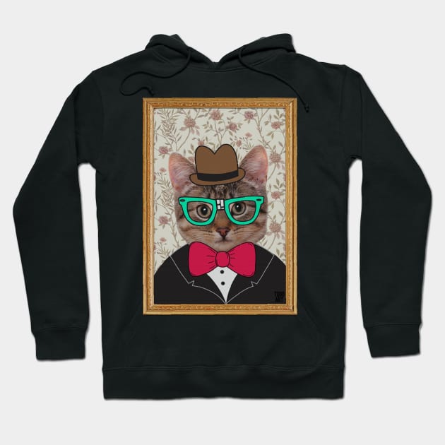 NERD KITTY Hoodie by toddgoldmanart